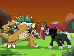 Size: 2000x1500 | Tagged: artist:koopa-master, bowser, crossover, derpibooru import, equestria is doomed, fight, giga bowser, koopa, lord tirek, safe, super mario bros., super smash bros., this will end in awesome, this will end in death, this will end in tears, this will end in tears and/or death, twilight's kingdom, xk-class end-of-the-world scenario