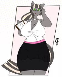 Size: 1045x1280 | Tagged: safe, derpibooru import, oc, oc:gloomy (ic), unofficial characters only, anthro, earth pony, big breasts, breasts, female, glasses, office dress