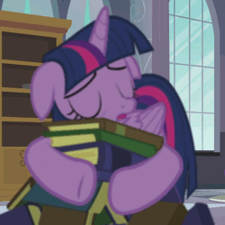 Size: 540x540 | Tagged: safe, derpibooru import, screencap, twilight sparkle, twilight sparkle (alicorn), alicorn, pony, princess spike (episode), adorkable, animated, blurry, book, book nest, bookhorse, close-up, cropped, cute, dork, eyes closed, female, floppy ears, hoard, hug, mare, princess sleeping on books, prone, sleeping, snoring, that pony sure does love books, this is my pillow now, tired twilight, twiabetes