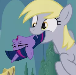 Size: 893x877 | Tagged: safe, derpibooru import, edit, edited screencap, screencap, derpy hooves, twilight sparkle, pegasus, pony, slice of life (episode), cannibalism, derpypred, female, mare, preylight, vore, wat