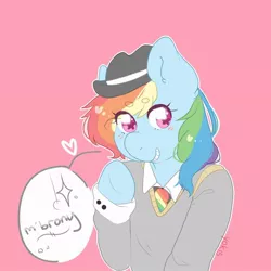 Size: 894x894 | Tagged: artist:misocosmis, brony, clothes, derpibooru import, hat, m'lady, rainbow dash, safe, trilby