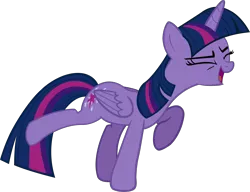 Size: 3924x3010 | Tagged: safe, derpibooru import, twilight sparkle, twilight sparkle (alicorn), alicorn, pony, princess spike (episode), do the sparkle, eyes closed, female, flutteryay, mare, open mouth, simple background, solo, sparkleyay, stretching, transparent background, vector, yay