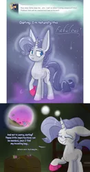 Size: 1050x2000 | Tagged: safe, artist:heir-of-rick, derpibooru import, rarity, crystal pony, golem, pony, miss pie's monsters, ask, chest, clarity, comic, dialogue, fabulous, handkerchief, species swap, thought bubble, tumblr