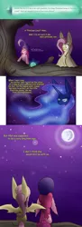 Size: 1280x3500 | Tagged: safe, artist:heir-of-rick, derpibooru import, fluttershy, pinkie pie, princess luna, bat pony, miss pie's monsters, bat ponified, comic, dialogue, flutterbat, fortune teller, mare in the moon, moon, race swap, sad, species swap, turban, wing hands, wings