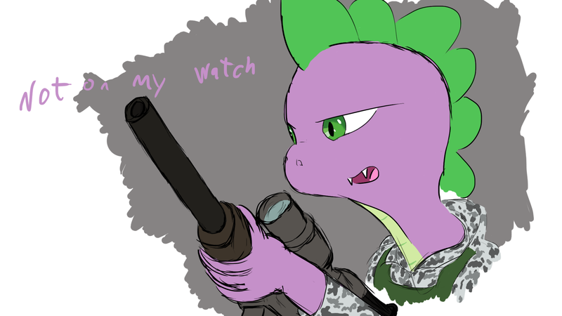 Size: 1920x1080 | Tagged: artist:metropony, comic, derpibooru import, dragon, fangs, gun, hooves, male, monolith, open mouth, optical sight, princess spike (episode), rifle, safe, sniper, sniper rifle, solo, spike, spike the sniper, s.t.a.l.k.e.r., the monolith, this will end in school shooting, vss vintorez, weapon