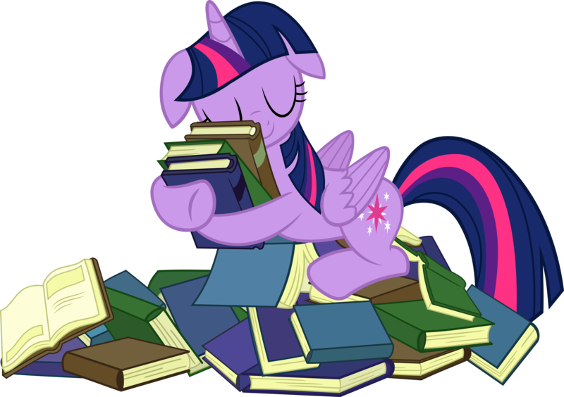 Size: 6000x4228 | Tagged: safe, artist:slb94, derpibooru import, twilight sparkle, twilight sparkle (alicorn), alicorn, pony, princess spike (episode), absurd resolution, adorkable, book, book nest, cute, dork, eyes closed, female, floppy ears, hug, mare, princess sleeping on books, simple background, sleeping, solo, that pony sure does love books, tired, tired twilight, transparent background, twiabetes, vector