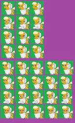 Size: 730x1182 | Tagged: artist:herooftime1000, beekeeper, derpibooru import, oc, oc:haute cuisine, octavia in the underworld's cello, pixel art, safe, sprite sheet, unofficial characters only