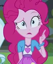 Size: 571x696 | Tagged: safe, derpibooru import, screencap, pinkie pie, equestria girls, friendship games, faic, looking at you, pinkie's questions meme, solo