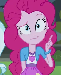 Size: 571x696 | Tagged: safe, derpibooru import, edit, screencap, pinkie pie, equestria girls, friendship games, face edit, looking at you, pinkie's questions meme, solo