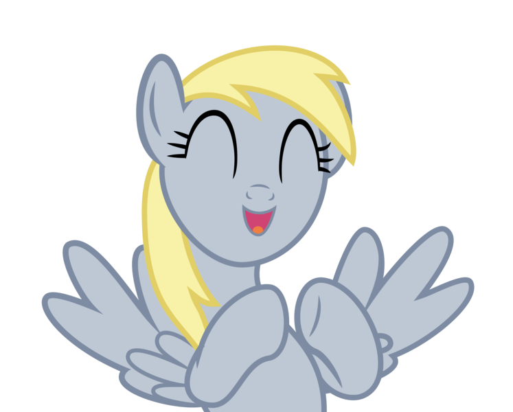 Size: 4000x3211 | Tagged: safe, artist:ivacatherianoid, derpibooru import, derpy hooves, pegasus, pony, slice of life (episode), clapping, cute, derpabetes, eyes closed, female, mare, open mouth, simple background, smiling, solo, transparent background, vector