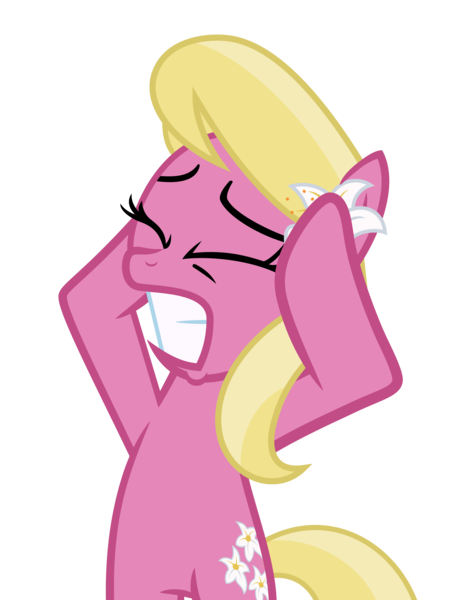 Size: 4000x5302 | Tagged: safe, artist:ivacatherianoid, derpibooru import, lily, lily valley, earth pony, pony, slice of life (episode), background pony, bipedal, eyes closed, female, flower, flower in hair, lily (flower), mare, simple background, solo, transparent background, vector