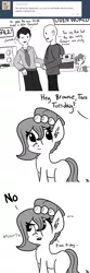 Size: 726x2179 | Tagged: safe, artist:tjpones, derpibooru import, oc, oc:brownie bun, oc:richard, unofficial characters only, human, horse wife, ..., ask, grocers' apostrophe, monochrome, onomatopoeia, oven, reference, salesman, taco tuesday, tumblr