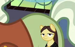 Size: 346x218 | Tagged: safe, derpibooru import, screencap, leonardo da brinci, ponified, pony, princess spike (episode), background pony, butt, cutie mark, leonardo da vinci, mona lisa, paintbrush, painting, plot, smiling, smug