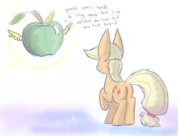 Size: 1280x985 | Tagged: alicorn, apple, applejack, artist:heir-of-rick, butt, celestia's ballad, derpibooru import, everyone is an alicorn, food, impossibly large ears, meme, plot, safe, simple background, suspicious floating fruit, thanks m.a. larson, wat, white background