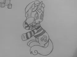 Size: 540x403 | Tagged: artist:poorlydrawnpony, derpibooru import, mime, monochrome, princess spike (episode), quiet gestures, safe, solo, traditional art