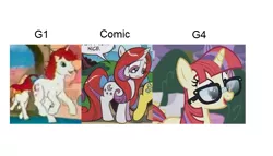 Size: 812x464 | Tagged: safe, derpibooru import, idw, screencap, moondancer, moondancer (g1), pony, unicorn, amending fences, comic, comparison, g1, g4