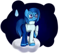Size: 1024x893 | Tagged: safe, artist:yuumi-sempai, derpibooru import, ponified, pony, blushing, glasses, inside out, pixar, sadness (inside out), solo