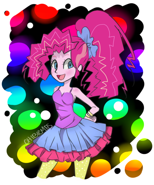 Size: 5000x6000 | Tagged: safe, artist:chibicmps, derpibooru import, pinkie pie, equestria girls, friendship through the ages, absurd resolution, new wave pinkie, rockin' hair, sleeveless, solo