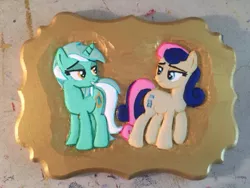 Size: 1024x768 | Tagged: artist:spikefiremane, best friends, bon bon, carving, craft, custom, derpibooru import, irl, just friends, lyra heartstrings, photo, safe, slice of life (episode), sweetie drops, toy, woodwork