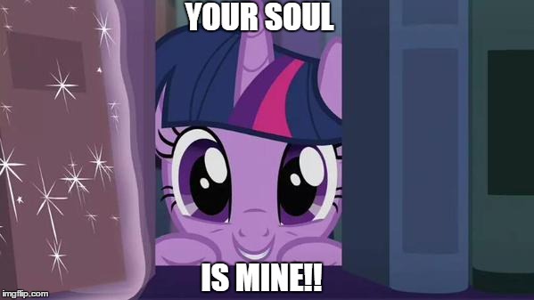 Size: 599x337 | Tagged: alicorn, amending fences, book, bookshelf, bronybait, caption, cute, derpibooru import, image macro, meme, safe, screencap, soul, text, twiabetes, twilight sparkle, twilight sparkle (alicorn), your soul is mine