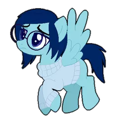 Size: 360x370 | Tagged: safe, artist:hotsuoka, artist:selenaede, derpibooru import, ponified, pony, base doll, base used, clothes, glasses, inside out, sadness (inside out), solo, sweater