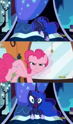 Size: 848x1440 | Tagged: derpibooru import, do princesses dream of magic sheep, exploitable meme, luna's nightmare, meme, party pooped, pinkie pie, princess luna, suggestive