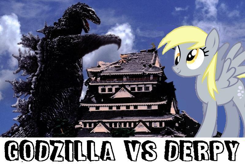 Size: 800x540 | Tagged: safe, derpibooru import, derpy hooves, kaiju, pegasus, pony, do princesses dream of magic sheep, crossover, derpysaur, female, godzilla, godzilla (series), mare, meme, movie