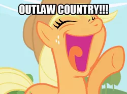 Size: 540x401 | Tagged: applejack, archer (show), caption, country music singer, danger zone, derpibooru import, image macro, meme, outlaw country, safe, solo, text