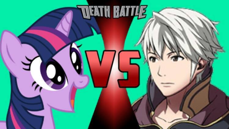 Size: 750x421 | Tagged: artist:mcgasher, death battle, derpibooru import, exploitable meme, fake, fire emblem, fire emblem: awakening, meme, robin (fire emblem), safe, twilight sparkle, vs