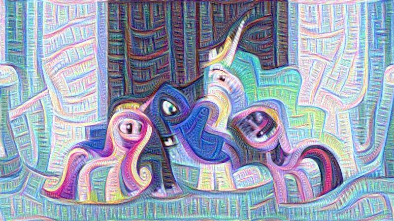 Size: 800x450 | Tagged: safe, derpibooru import, edit, edited screencap, screencap, princess cadance, princess celestia, princess luna, twilight sparkle, twilight sparkle (alicorn), alicorn, pony, twilight's kingdom, alicorn tetrarchy, crystal empire, deepdream, female, inceptionism, mare, stylized