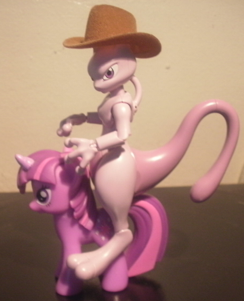 Size: 575x709 | Tagged: context is for the weak, cowboy hat, derpibooru import, gift set, hat, irl, mewtwo, photo, pokémon, safe, toy, twilight sparkle, wat
