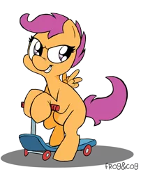 Size: 806x1000 | Tagged: artist:coggler, artist:frog&cog, artist:gopherfrog, derpibooru import, safe, scootaloo, scooter, solo