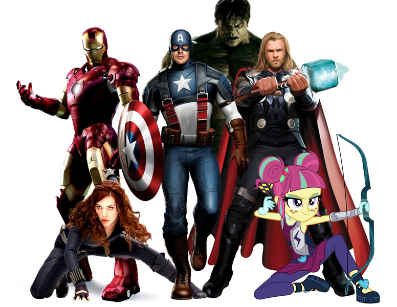 Size: 2094x1620 | Tagged: safe, derpibooru import, sour sweet, equestria girls, friendship games, avengers, black widow (marvel), captain america, iron man, one of these things is not like the others, photoshop, the incredible hulk, thor