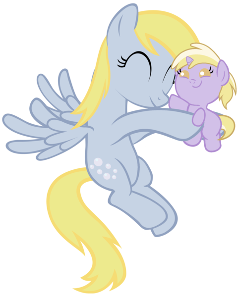 Size: 2000x2500 | Tagged: safe, artist:beavernator, derpibooru import, derpy hooves, dinky hooves, pony, all glory to the beaver grenadier, baby, baby pony, boop, cute, dinkabetes, equestria's best mother, eyes closed, flying, foal, simple background, smiling, spread wings, white background, wings