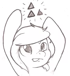 Size: 525x570 | Tagged: 4chan, artist:i am nude, derpibooru import, /mlp/, monochrome, newbs can't triforce, oc, oc:newfag, pencil drawing, safe, simple background, sketch, solo, the legend of zelda, traditional art, triforce, unofficial characters only, white background