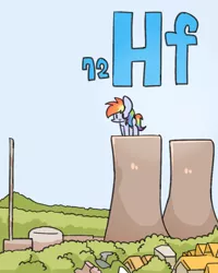 Size: 800x1000 | Tagged: artist:joycall6, cooling tower, derpibooru import, female, giantess, hafnium, macro, nuclear power plant, part of a set, power plant, rainbow dash, safe, series:joycall6's periodic table