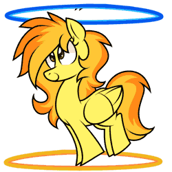 Size: 540x540 | Tagged: animated, artist:wildberry-poptart, ask spitfire the wonderbolt, derpibooru import, now you're thinking with portals, perfect loop, portal, safe, simple background, solo, spitfire, white background