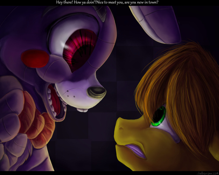 Size: 1500x1200 | Tagged: artist:aschenstern, bonnie, derpibooru import, five nights at freddy's, oc, oc:mandopony, safe, survive the night, toy bonnie, unofficial characters only