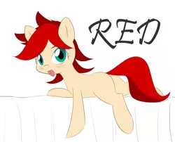 Size: 1744x1412 | Tagged: safe, artist:randy, derpibooru import, oc, oc:red pone (8chan), unofficial characters only, /pone/, 8chan, bed, blushing, cute, sheet, tongue out