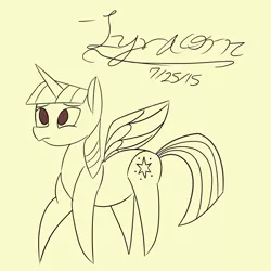 Size: 900x900 | Tagged: safe, artist:lyracorn, derpibooru import, twilight sparkle, twilight sparkle (alicorn), alicorn, pony, amending fences, bookhorse, chubby, concerned, cutie mark, haycartes' method, monochrome, paper pony, paper twilight, solo