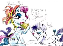 Size: 3504x2552 | Tagged: artist:misaspuppy, darling, derpibooru import, g3, generation leap, rainbow dash (g3), rarity, safe