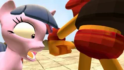 Size: 1280x720 | Tagged: 3d, artist:kwark85, derpibooru import, gmod, gutsman, gutsman's ass, megaman, reaction, safe, twilight sparkle