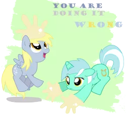 Size: 6800x6369 | Tagged: safe, artist:pridark, derpibooru import, derpy hooves, lyra heartstrings, pegasus, pony, absurd resolution, clothes, cute, female, gloves, hand, lyra's humans, mare, rubber gloves, simple background, transparent background