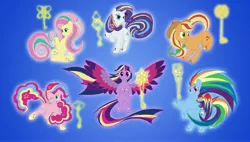 Size: 4500x2550 | Tagged: safe, artist:alixnight, derpibooru import, applejack, fluttershy, pinkie pie, rainbow dash, rarity, twilight sparkle, twilight sparkle (alicorn), alicorn, earth pony, pegasus, pony, unicorn, twilight's kingdom, female, mane six, mare, rainbow power