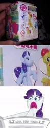 Size: 435x1113 | Tagged: blind bag, caption, chinese text, derpibooru import, god is dead, i'll destroy her, image macro, irl, meme, photo, rarity, safe, text, toy