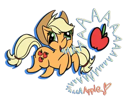 Size: 4200x3300 | Tagged: safe, artist:allyclaw, deleted from derpibooru, derpibooru import, applejack, pony, apple, food, silly, silly pony, solo, that pony sure does love apples, who's a silly pony