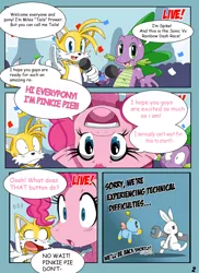 Size: 1180x1618 | Tagged: angel bunny, artist:ss2sonic, chao, comic, crossover, derpibooru import, miles "tails" prower, pinkie pie, safe, sonic the hedgehog (series), spike