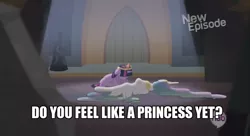 Size: 1024x559 | Tagged: safe, derpibooru import, edit, edited screencap, screencap, princess celestia, twilight sparkle, twilight sparkle (alicorn), alicorn, pony, princess twilight sparkle (episode), caption, castle of the royal pony sisters, crying, do you feel like a hero yet?, female, image macro, injured, mare, meme, mourning, out of context, spec ops: the line, text