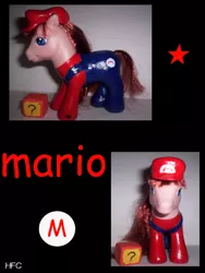 Size: 600x800 | Tagged: safe, artist:hubert-frank-chan, derpibooru import, ponified, pony, ? block, comic sans, custom, g3, irl, mario, photo, solo, super mario bros., toy