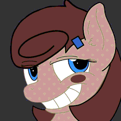Size: 900x900 | Tagged: animated, artist:adrian blue, artist:lamia, derpibooru import, edit, eyebrows, eyebrow wiggle, oc, oc:cookie dough, oc:cookie dough (trottingham), safe, solo, unofficial characters only